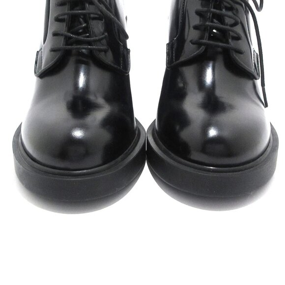 PRADA Triangle Logo Black Brushed Leather Women's Pumps 651-042725 - Picture 6 of 10